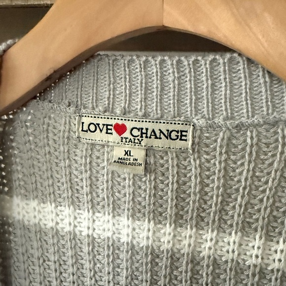 Love Change Italy|Women’s heather gray striped open knit cardigan•••Size XL - Picture 6 of 9